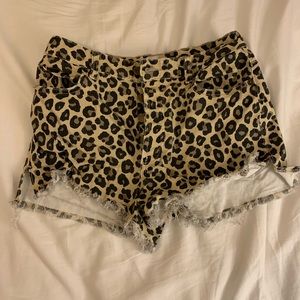 Cheetah leopard print denim shorts
